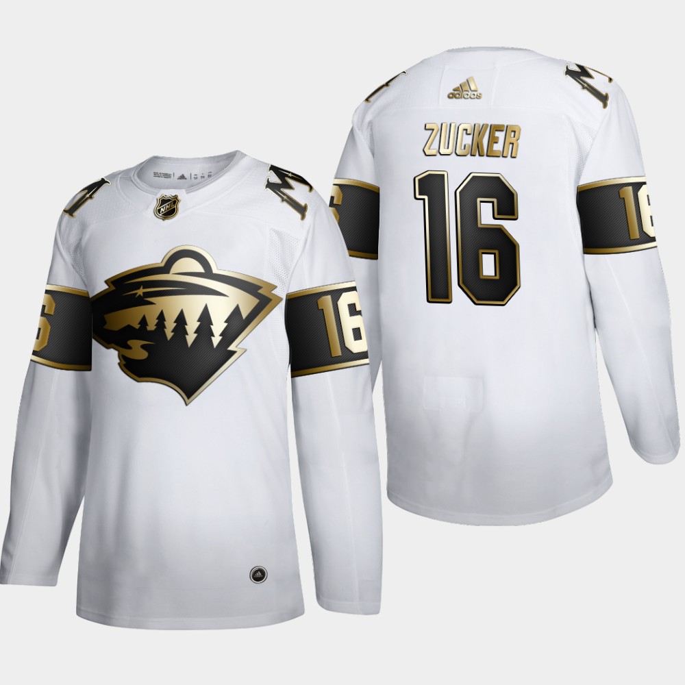 Minnesota Wild 16 Jason Zucker Men Adidas White Golden Edition Limited Stitched NHL Jersey